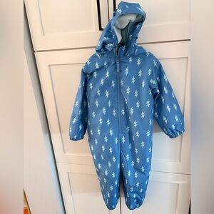 Blue Lightning Bolt Hooded Rainsuit